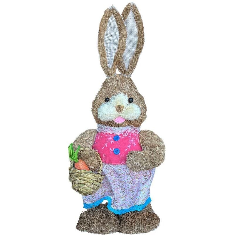 foto del prodotto okaffarefatto coniglietta rabbit in paglia rafia alto 60 cm per decorazioni