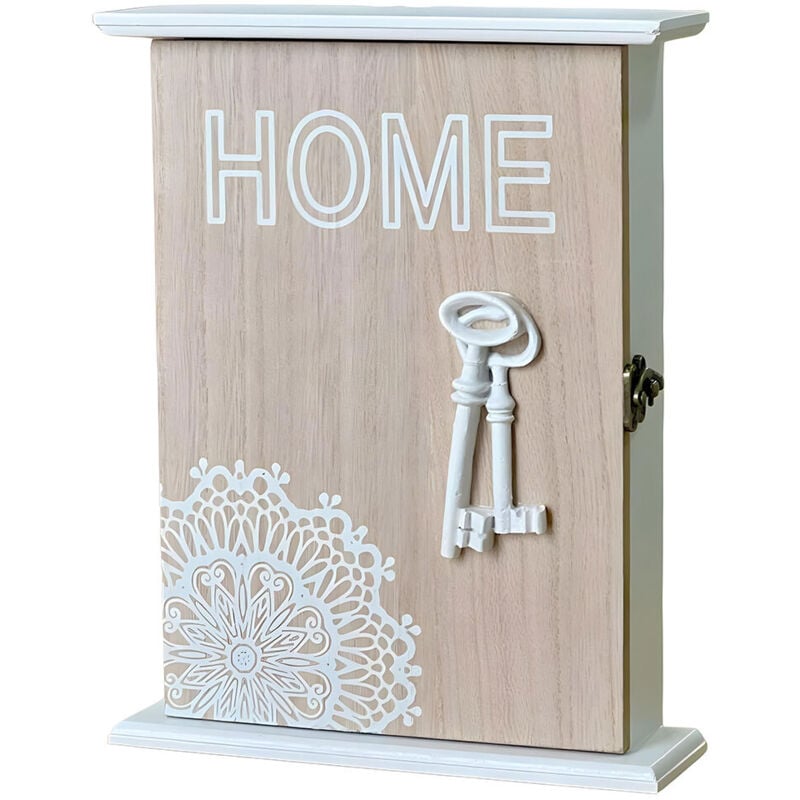 foto del prodotto okaffarefatto portachiavi da muro in legno con finiruta color bianco con 5 ganci, design home