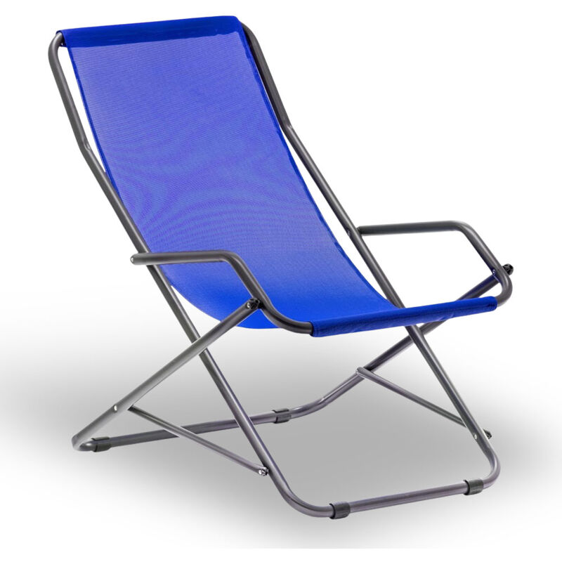 foto del prodotto okaffarefatto sdraio dondolina creta in tubo di acciaio verniciato con telo in pvc blu
