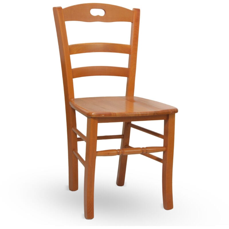 foto del prodotto okaffarefatto - sedia loris in legno di faggio color ciliegio con seduta in legno massello