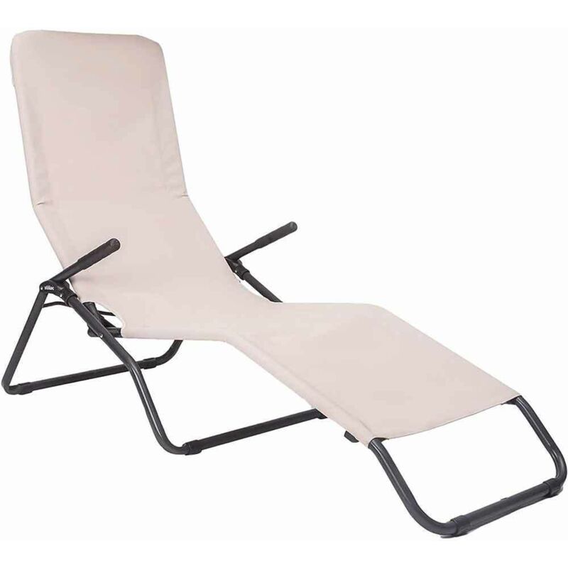 foto del prodotto okaffarefatto sedia sdraio da giardino lettino stiliac pasha con seduta beige tramata esterno