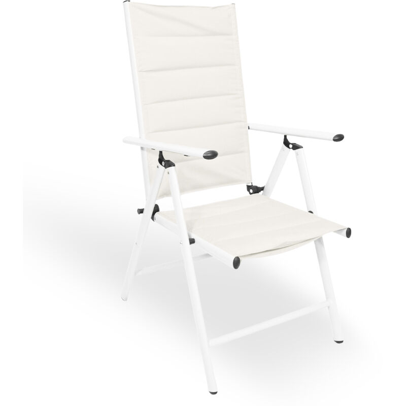 foto del prodotto okaffarefatto - sedia sdraio erica in alluminio reclinabile in textilene bianco latte