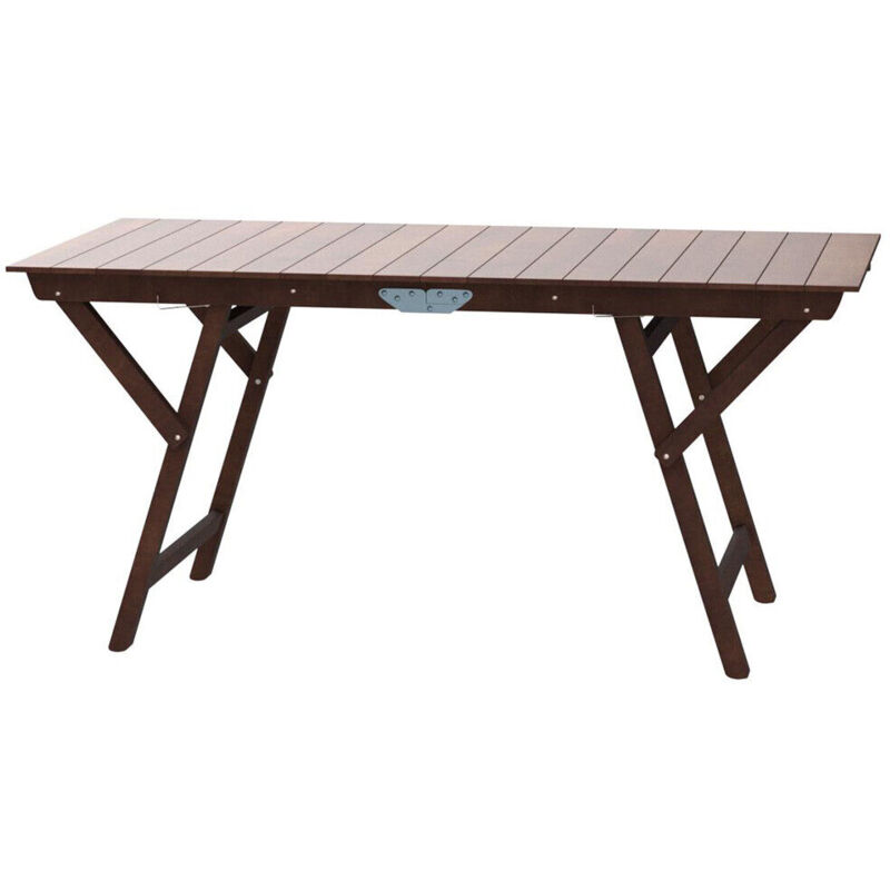 foto del prodotto okaffarefatto tavolo tavolino pieghevole in legno noce scuro 140 x 70 cm richiudibile