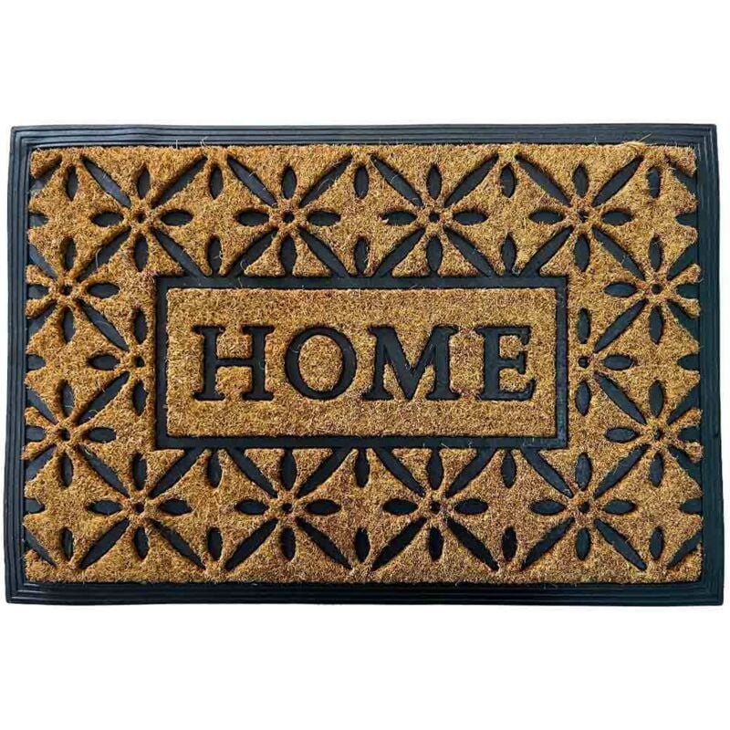 foto del prodotto okaffarefatto zerbino rettangolare in fibra di cocco con scritta home misura 40 cm x 60 cm