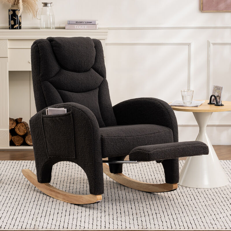foto del prodotto okwish 052 sedia a dondolo, reclinabile, sedia da soggiorno con braccioli, sedia a dondolo imbottita, sedia da camera da letto, tessuto in