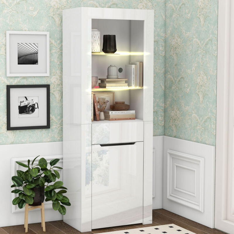 foto del prodotto okwish 306343344waa foto modificata vetrina con luci led, libreria, classificatore, vetrina da terra, mobile contenitore con ripiani, vetrina,