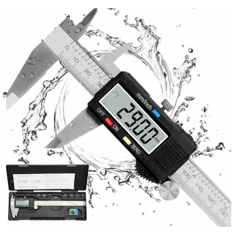 foto del prodotto okwish calibro a corsoio, calibro a corsoio digitale 150mm in acciaio inossidabile, ampio display lcd, precisione regolabile 0,01mm, conversione