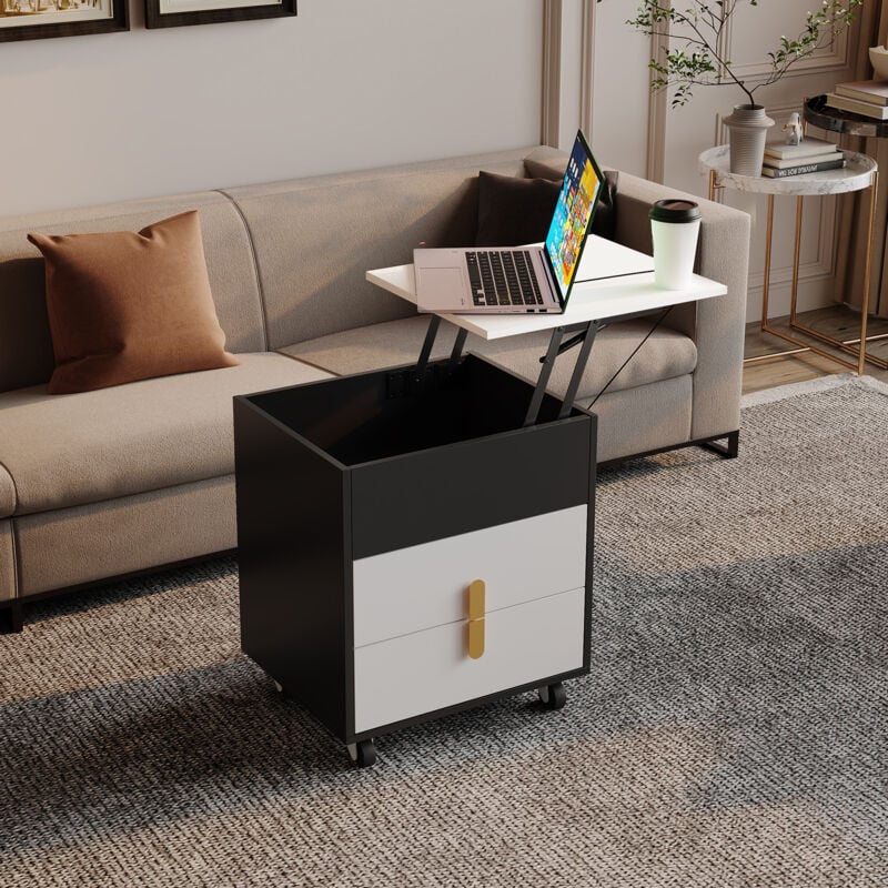foto del prodotto okwish comodino, con interfaccia di ricarica usb, incluso tavolo elevatore, design a puleggia mobile, comodino per camera da letto, mobile da