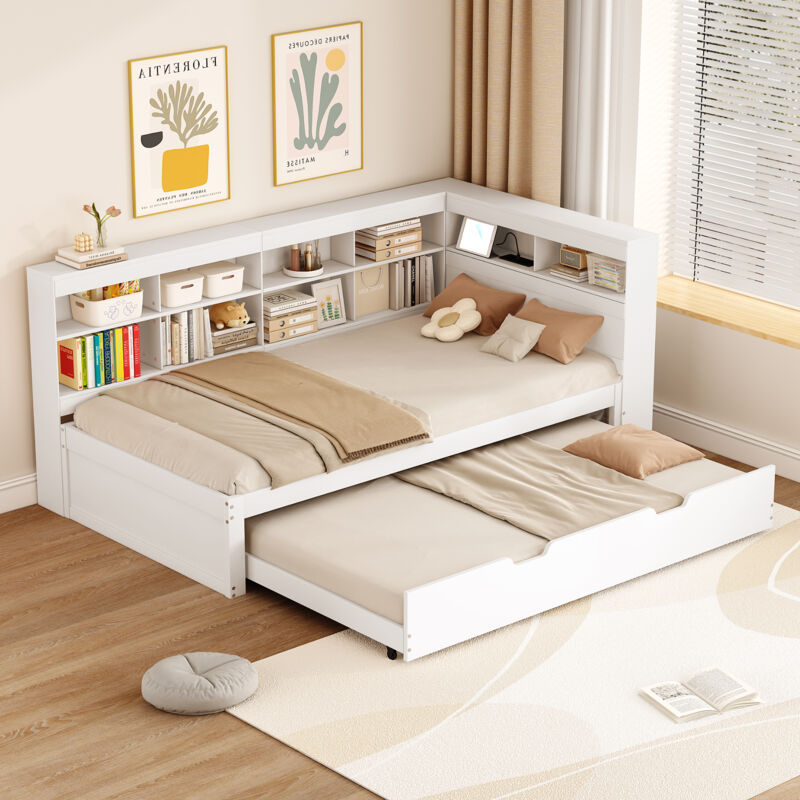 foto del prodotto okwish divano letto 90200, letto estraibile 90190 con porta usb e molteplici vani portaoggetti, letto in legno massiccio, letto singolo, letto