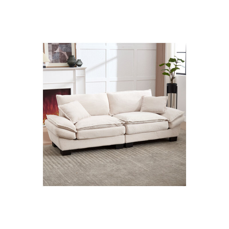 foto del prodotto okwish divano matrimoniale moderno e spazioso con piumone per soggiorno camera da letto ufficio, tessuto in velluto, beige