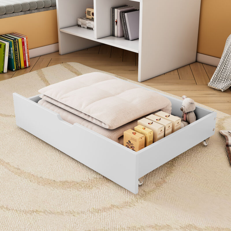 foto del prodotto okwish due cassetti, spazio sotto il letto, mdf rotelle a pavimento, bianco 93x66,5x20 cm solo cassetti 