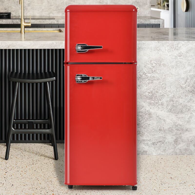 foto del prodotto okwish frigo retr . combinazione frigo congelatore, altezza 105,5 cm, larghezza 41 cm, due porte, volume totale 92 litri, volume congelatore 28