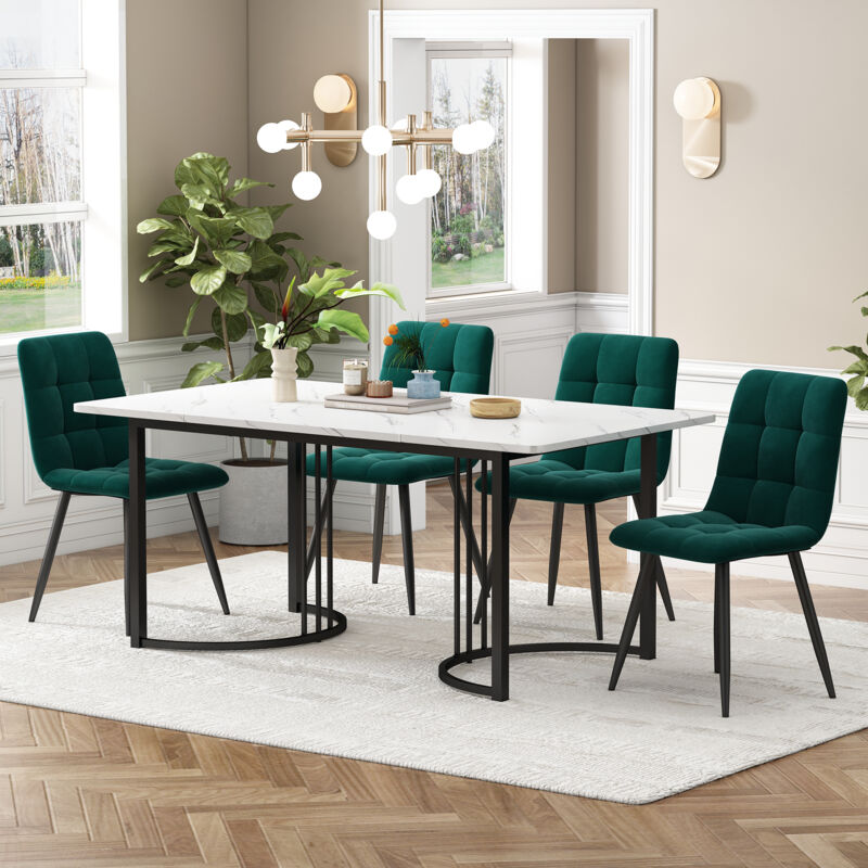 foto del prodotto okwish gruppo da pranzo 5 pezzi , set tavolo da pranzo con 4 sedie, set tavolo da cucina moderno, tavolo da cucina 140x80 cm con gambe in metallo