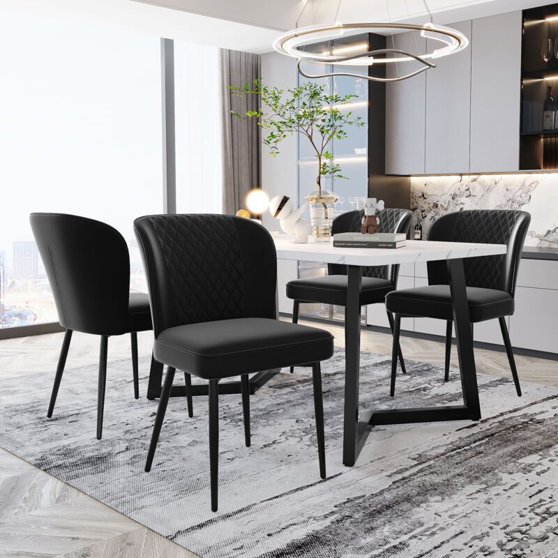 foto del prodotto okwish gruppo da pranzo set, tavolo da pranzo 117 68 75 cm con 4 sedie , set tavolo da cucina moderno, sedie da pranzo in velluto nero, sedia