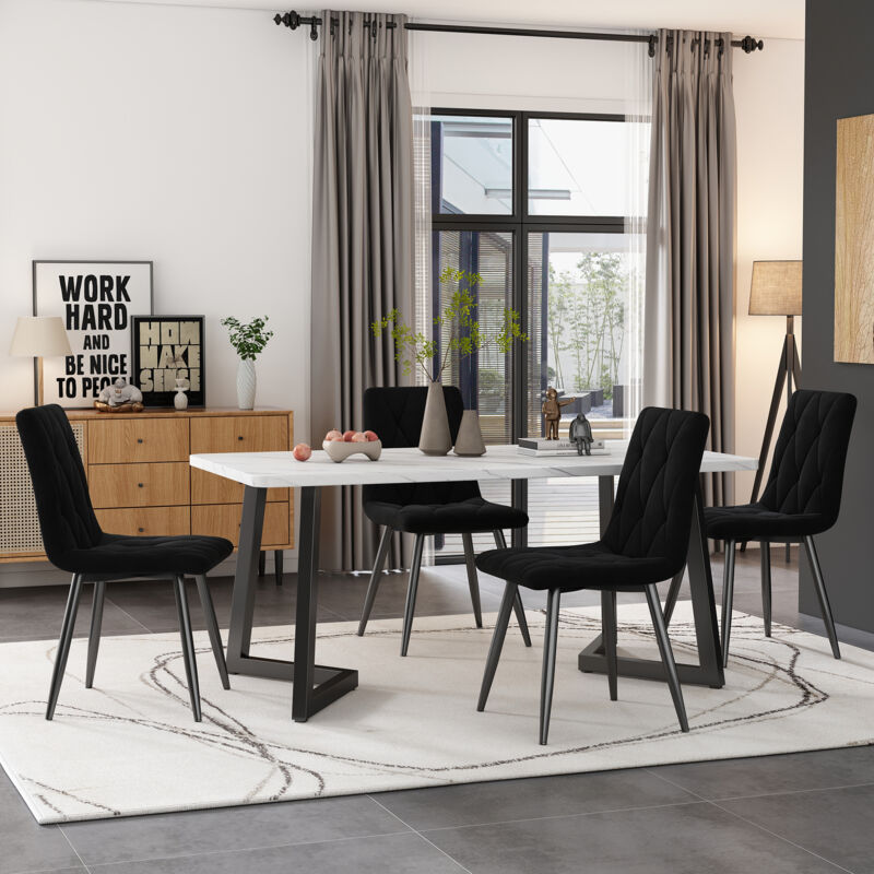 foto del prodotto okwish gruppo da pranzo set, tavolo da pranzo 117 x 68 cm con 4 sedie , tavolo da pranzo rettangolare, set tavolo da cucina moderno, sedia da sala