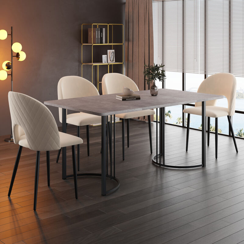 foto del prodotto okwish gruppo da pranzo set, tavolo da pranzo 140 80 cm con 4 sedie , set tavolo da cucina moderno, sedia da pranzo in velluto con motivo a