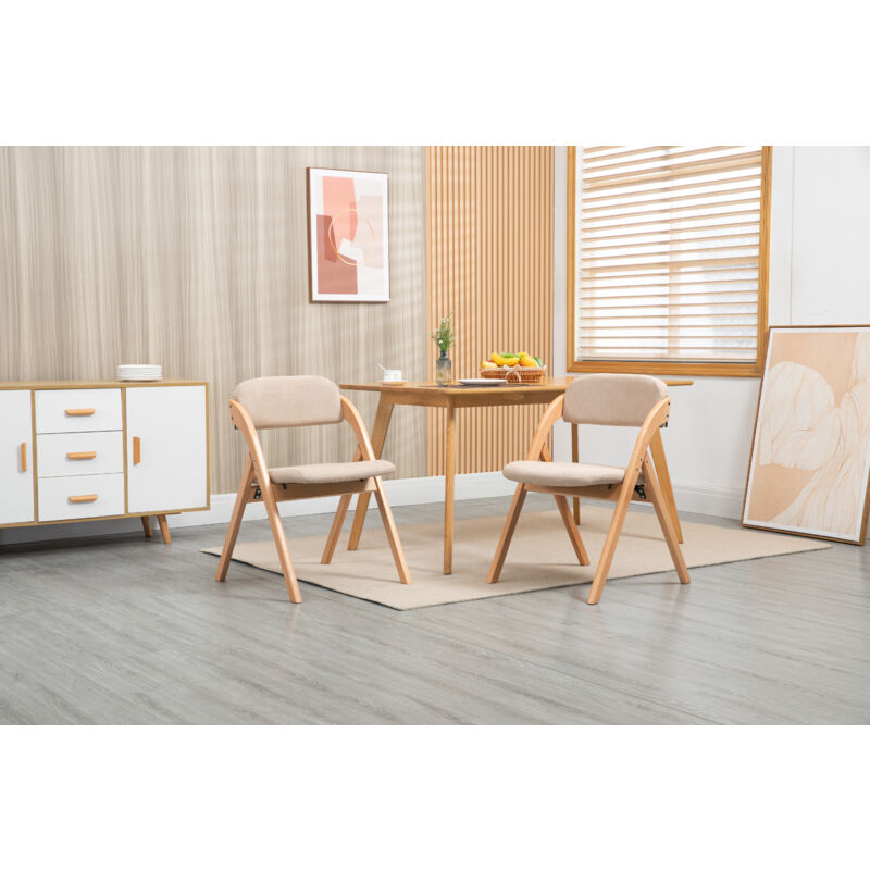 foto del prodotto okwish homefun set di 2 sedie pieghevoli con seduta imbottita, sedie da pranzo impilabili in legno con rivestimento sfoderabile, sedia pieghevole