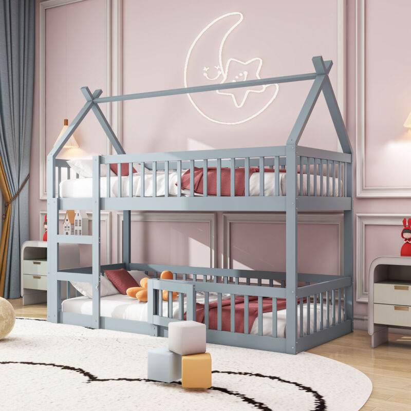 foto del prodotto okwish letto a castello per bambini 90200, letto familiare per bambini, letto a castello con scale, design loft, struttura letto a castello in