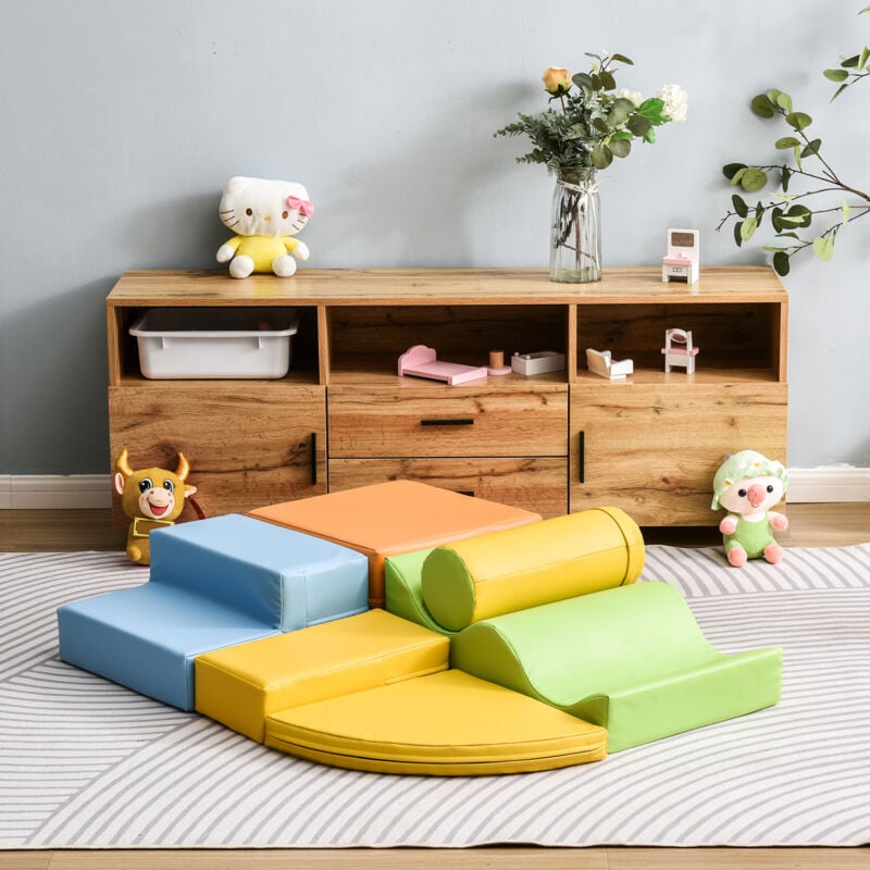 foto del prodotto okwish mattoncini giganti da 6 pezzi per correre e arrampicarsi grandi mattoncini per bambini. scale e scivoli per bambini giocattoli per