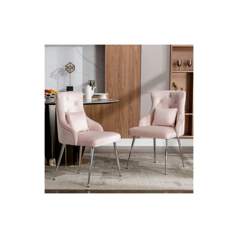 foto del prodotto okwish set di 2 sedie da pranzo con motivo a bottoni, poltrona imbottita, sedie con gambe in metallo, poltrona lounge moderna, sedia da soggiorno