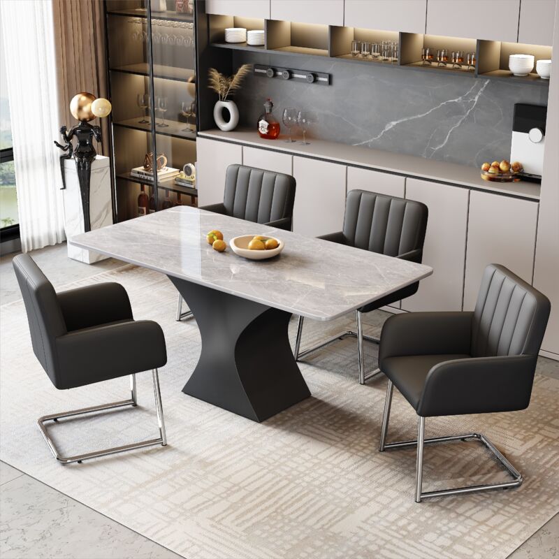foto del prodotto okwish set di 4 sedie da pranzo a righe verticali, poltrona imbottita con gambe in metallo a zig zag, poltrona lounge, sedia da soggiorno per