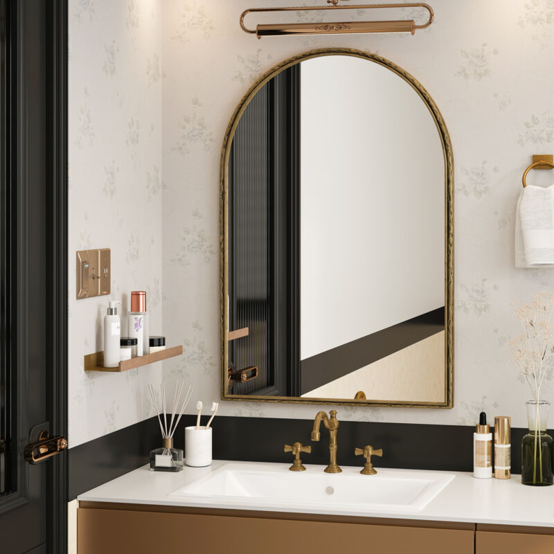 foto del prodotto okwish specchio ad arco, specchio da parete per bagno, specchio da toeletta o specchio decorativo da parete ad arco per soggiorno, camera da letto,
