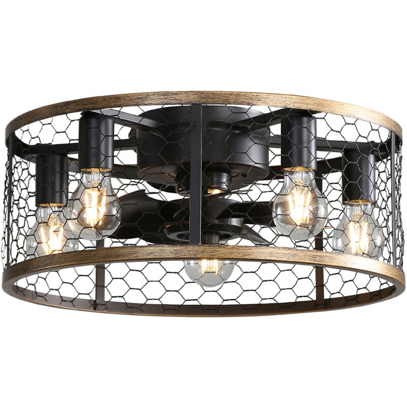foto del prodotto okwish ventilatore da soffitto a gabbia industriale da 20 pollici, 7 pale in abs, telecomando, motore cc reversibile, piccolo ventilatore da