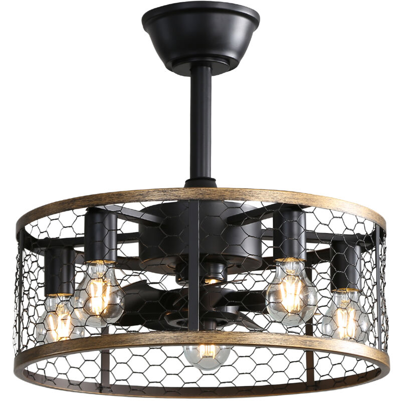 foto del prodotto okwish ventilatore da soffitto a gabbia industriale da 20 pollici con telecomando, 7 pale in abs, piccolo motore cc reversibile