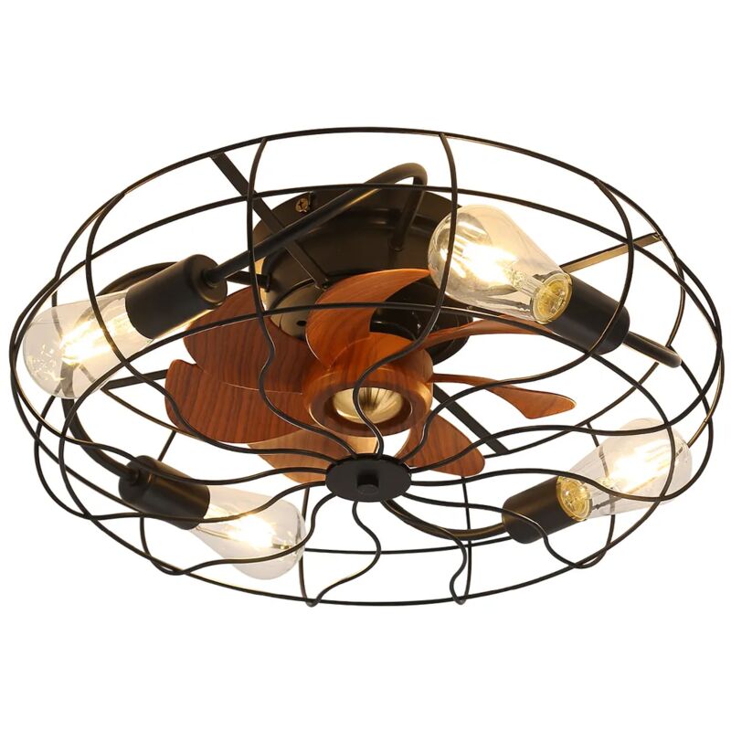 foto del prodotto okwish ventilatore da soffitto industriale da interno a basso profilo da 20 pollici con telecomando e 7 pale con lampadina