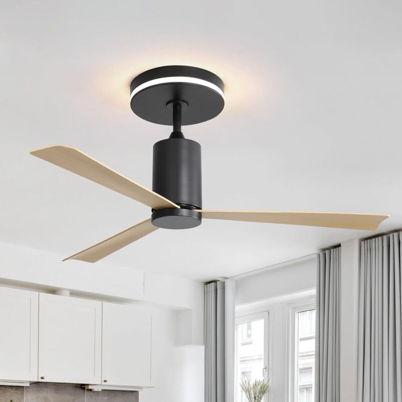 foto del prodotto okwish ventilatore da soffitto moderno da 52 pollici con luce led e telecomando, 3 pale in abs, motore dc reversibile silenzioso per soggiorno in