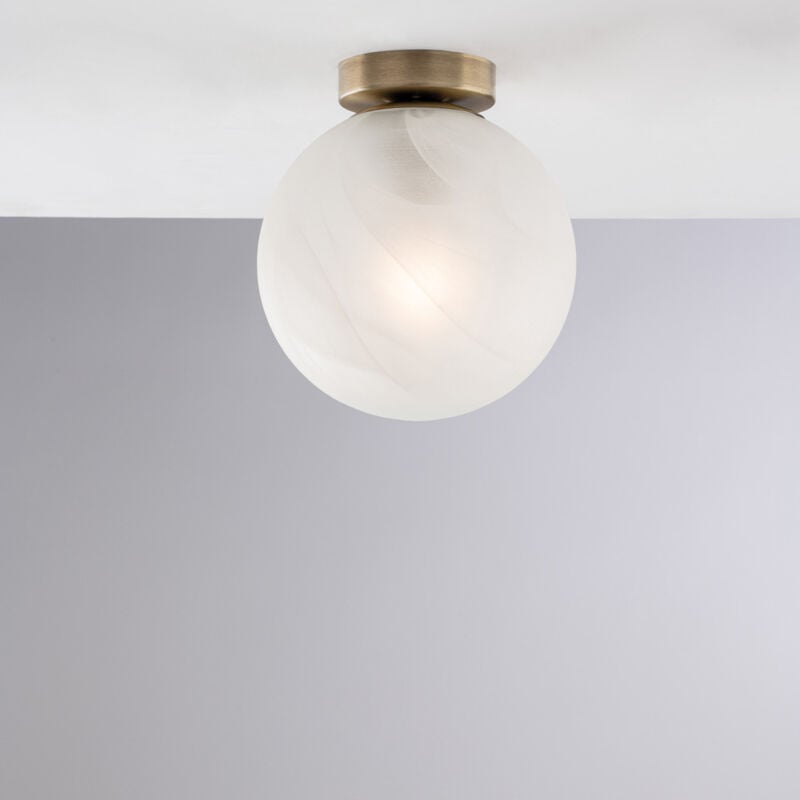 foto del prodotto olaf plafoniera in ferro cromo nero 1 luce con sfera dm.20 h.23 20 bl294 pl1 brz