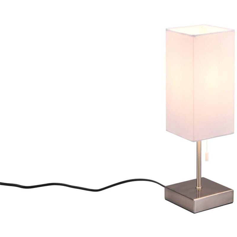 foto del prodotto ole lampada da tavolo acciaio con paralume bianco con interruttore a corda con doppia porta usb usb usbc per ricarica h. 30cm
