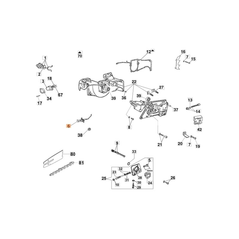 foto del prodotto oleo mac leva avviamento motosega modelli gs630 originale oleomac 50020086r