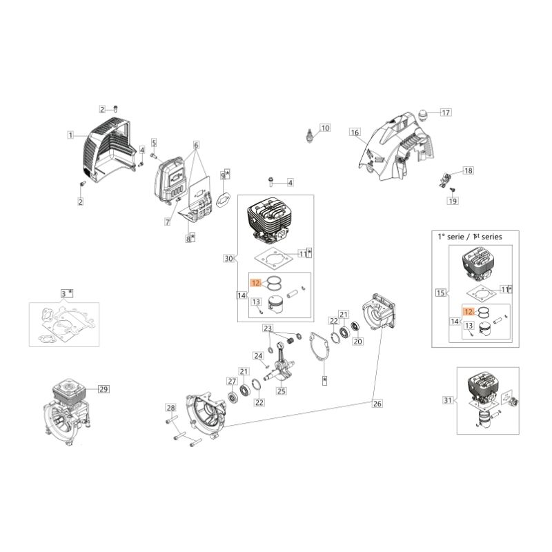 foto del prodotto oleo mac segmento pistone decespugliatore modelli bc270t bc280s originale emak 61290045r