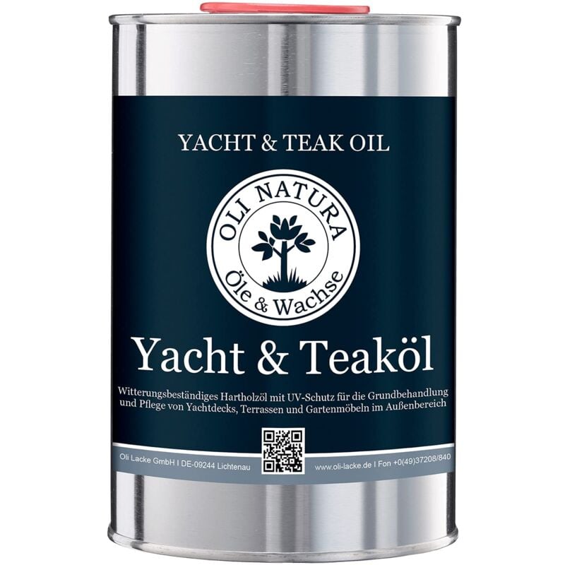 foto del prodotto oli natura yacht e olio di teak olio per legno per esterni, protezione uv , contenuto 1 litro, colore teak