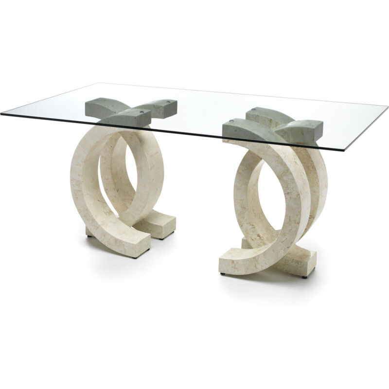 foto del prodotto olimpia tavolo fisso 180 x 100 trasparente in vetro temperato beige