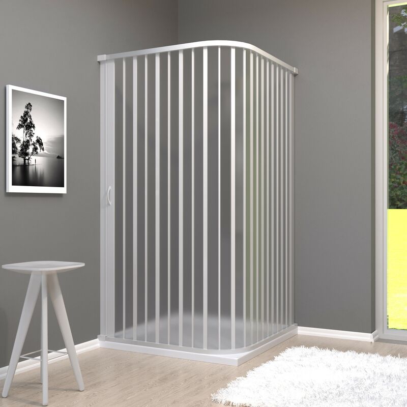foto del prodotto olimpo docce box doccia 2 lati angolare soffietto in pvc bianco, seleziona misura 90x90