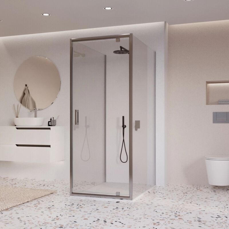 foto del prodotto olimpo docce - box doccia 3 lati porta battente trasparente h195 adele, misura 70x80x70