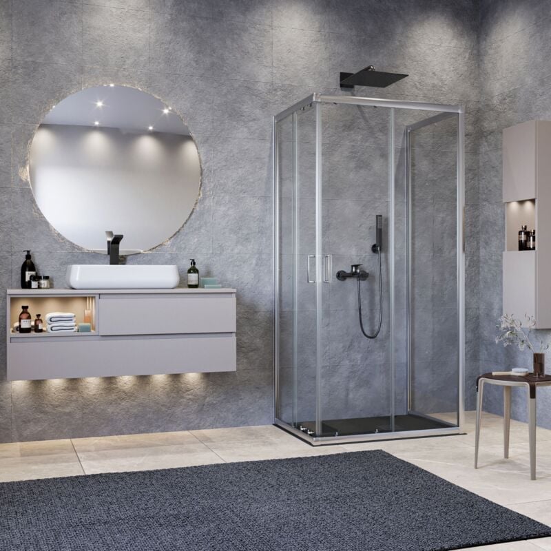 foto del prodotto olimpo docce - box doccia 3 lati trasparente 195 6mm matias, misura 70x100x70