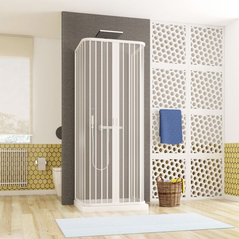 foto del prodotto olimpo docce box doccia a soffietto su tre lati in pvc ingresso centrale, misura 70x70x70