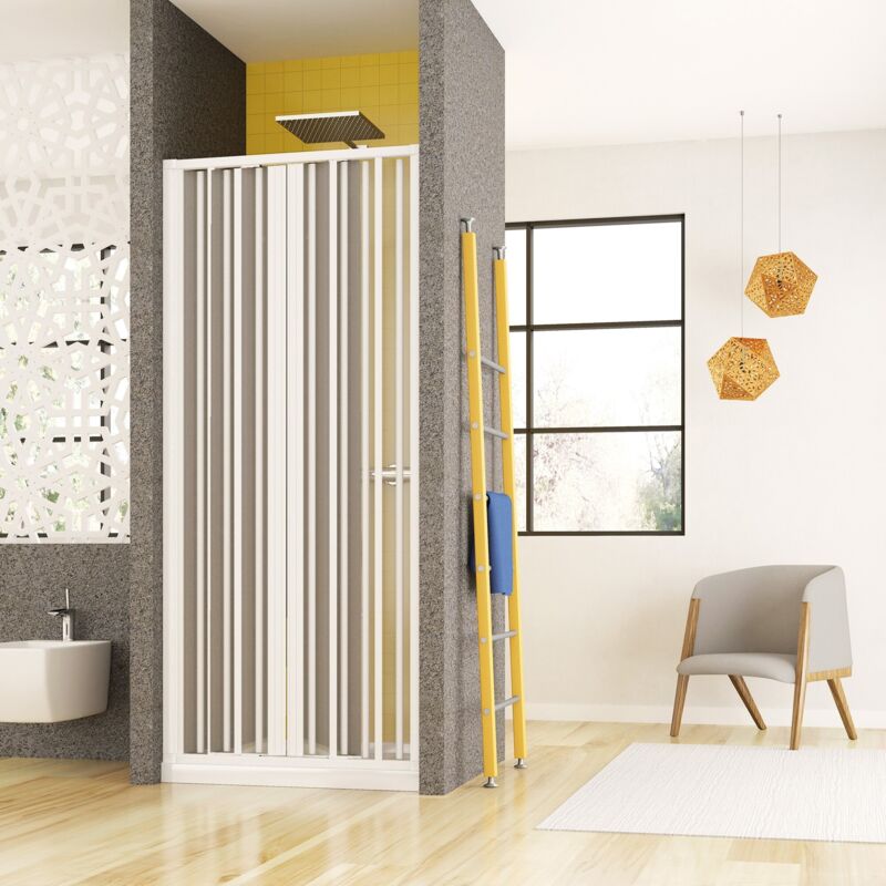 foto del prodotto olimpo docce - porta doccia nicchia a soffietto in pvc bianco h185, misura 170