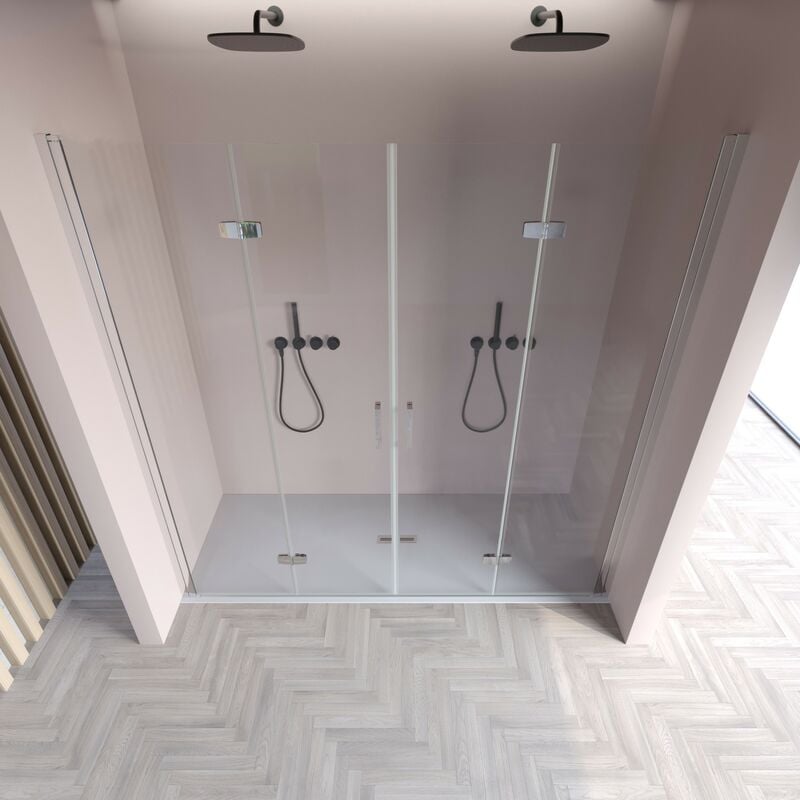 foto del prodotto olimpo docce porta doccia pieghevole ingresso centrale h195cm 6mm rea, misura 165