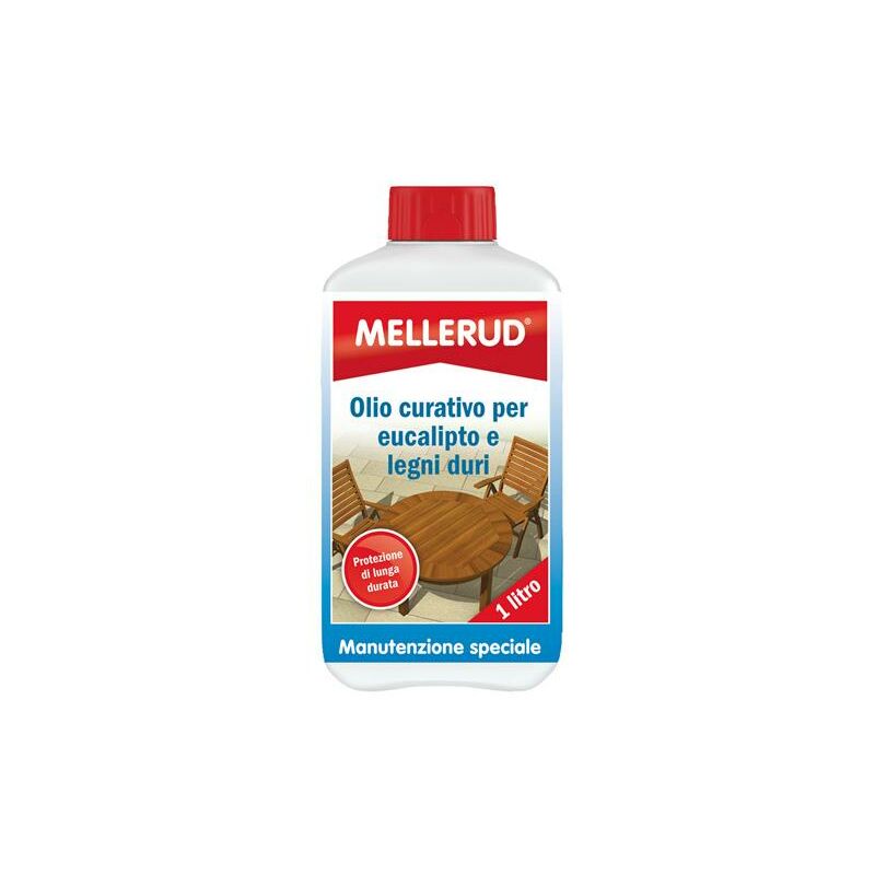 foto del prodotto olio curativo per eucalipto e legni duri da 1 litro per la pulizia di tavoli e sedie. mellerud