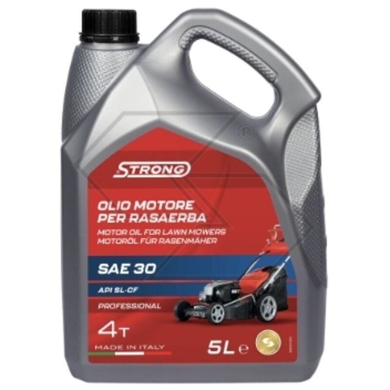 foto del prodotto olio motore sae 30 strong 5litri motori 4 tempi rasaerba ottima lubrificazione