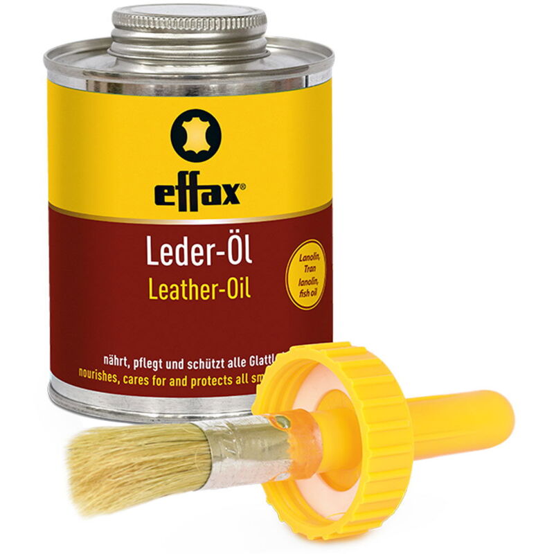 foto del prodotto olio per selle protegge e cura dall'umidità 475ml con pennello