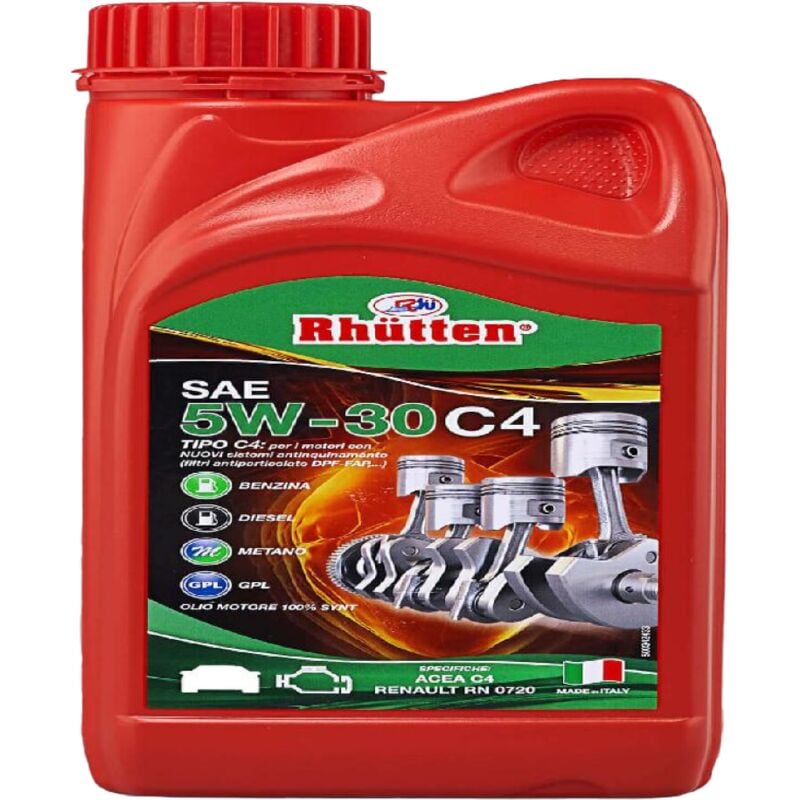 foto del prodotto olio rhutten 5w 30 c4 da 1l per motori a benzina, diesel, metano, gpl