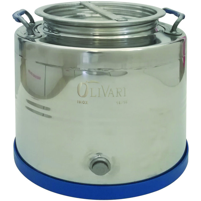 foto del prodotto olivari contenitore fusto bidone in acciaio inox 15 litri per olio blindo