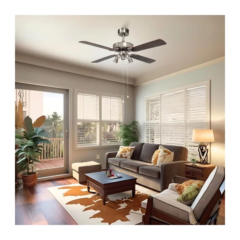 foto del prodotto ols original texas ventilatore da soffitto con luce nichel legno 132