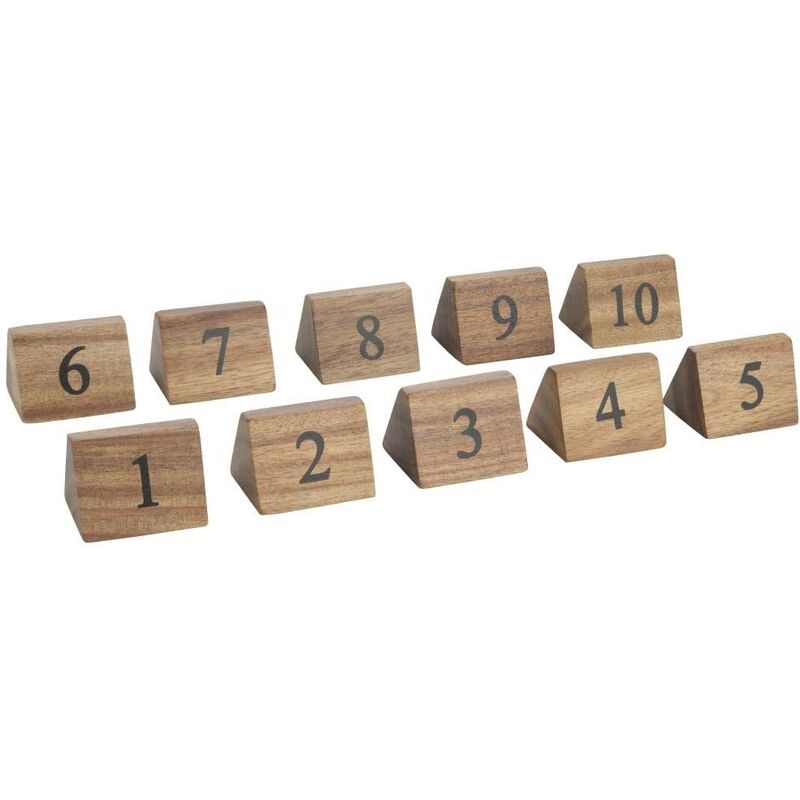 foto del prodotto olympia segnaposto numerici in legno, decorativi, per ristoranti con numeri da 1 a 10, set da 10