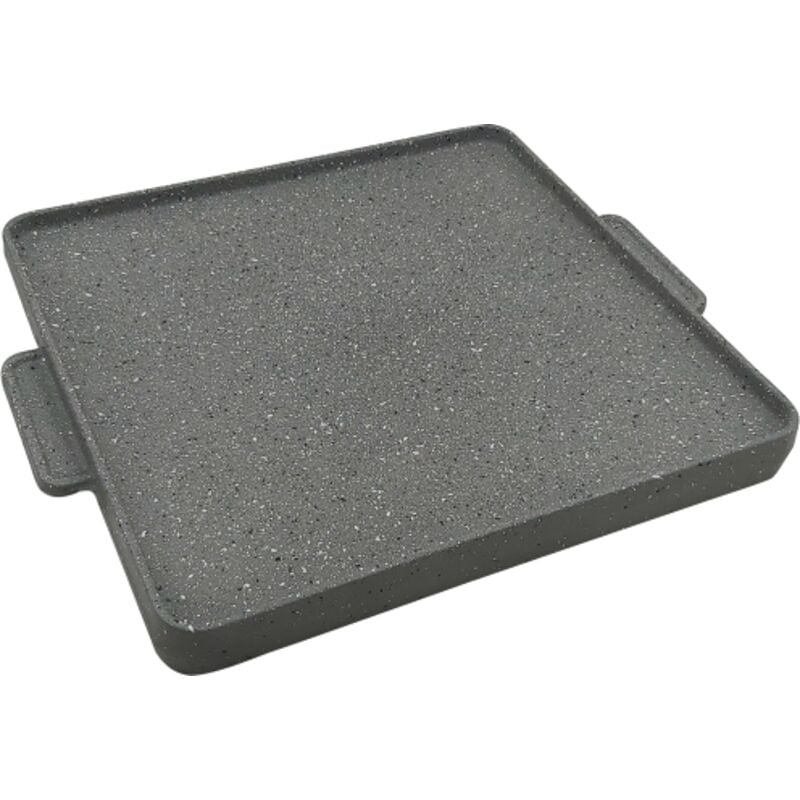 foto del prodotto omac bistecchiera in ghisa rivestita antiaderente 41,5x41,5 cm con un lato liscio e uno rigato con manici grigio 41,5x41,5 cm